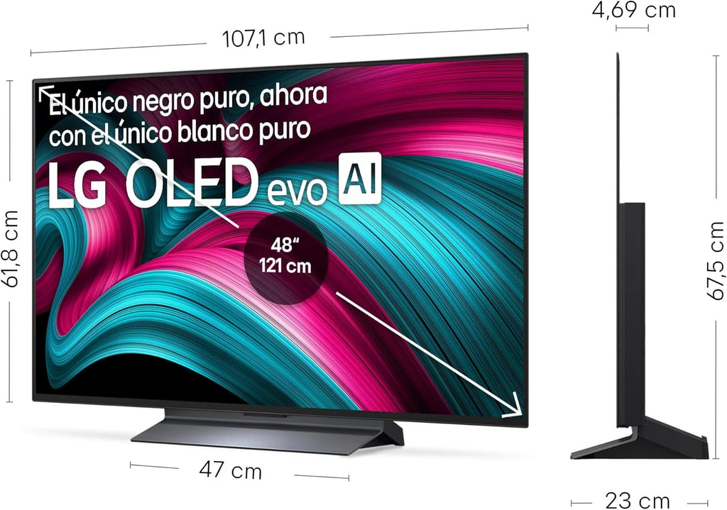 OLED48C54LA - TV 48", OLED EVO 4K, Smart TV AI C5, WebOS 25, Super Upscaling, Dolby Vision und Dolby Atmos, AMD FreeSync, Alexa/Google Assistant, Schwarz