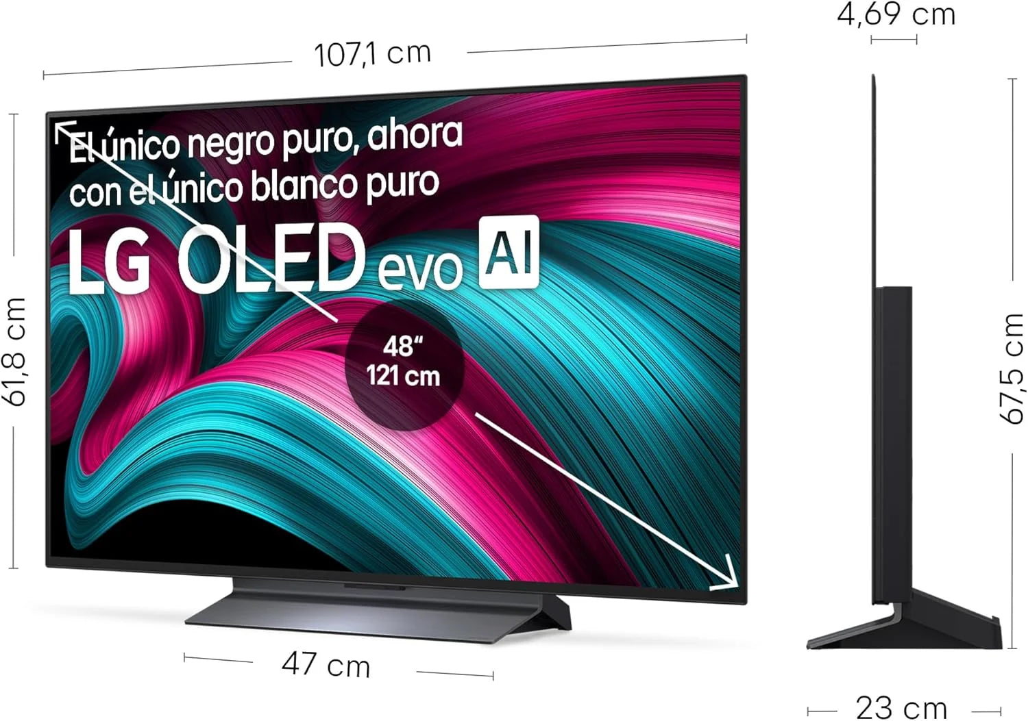 OLED48C54LA - TV 48", OLED EVO 4K, Smart TV AI C5, WebOS 25, Super Upscaling, Dolby Vision und Dolby Atmos, AMD FreeSync, Alexa/Google Assistant, Schwarz