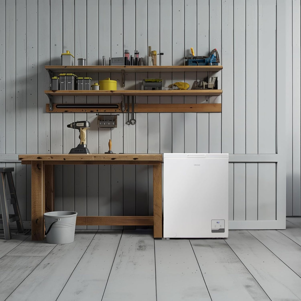 Cecotec Congelador Horizontal Bolero CoolMarket Chest 142 White E, Capacidad 142 L, Modo Inverter Plus, Dual Fuction, Fast Freezing, Cesta Interior, Control Electrónico, Clase E