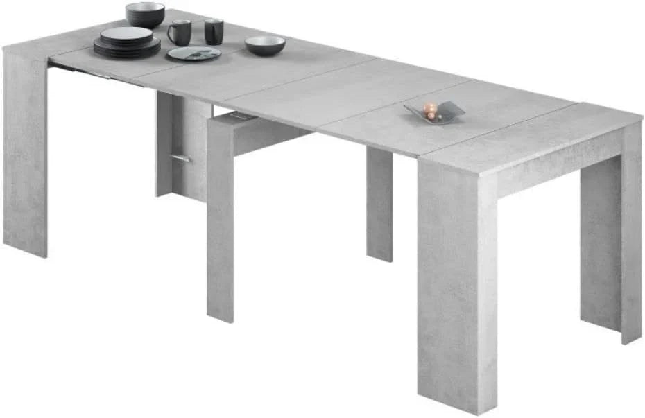 Mobelcenter - Mesa de Comedor Consola Extensible, Mesa para Salón recibidor o Cocina, Mesa Fuelle Extensible, Color Cemento (1127)