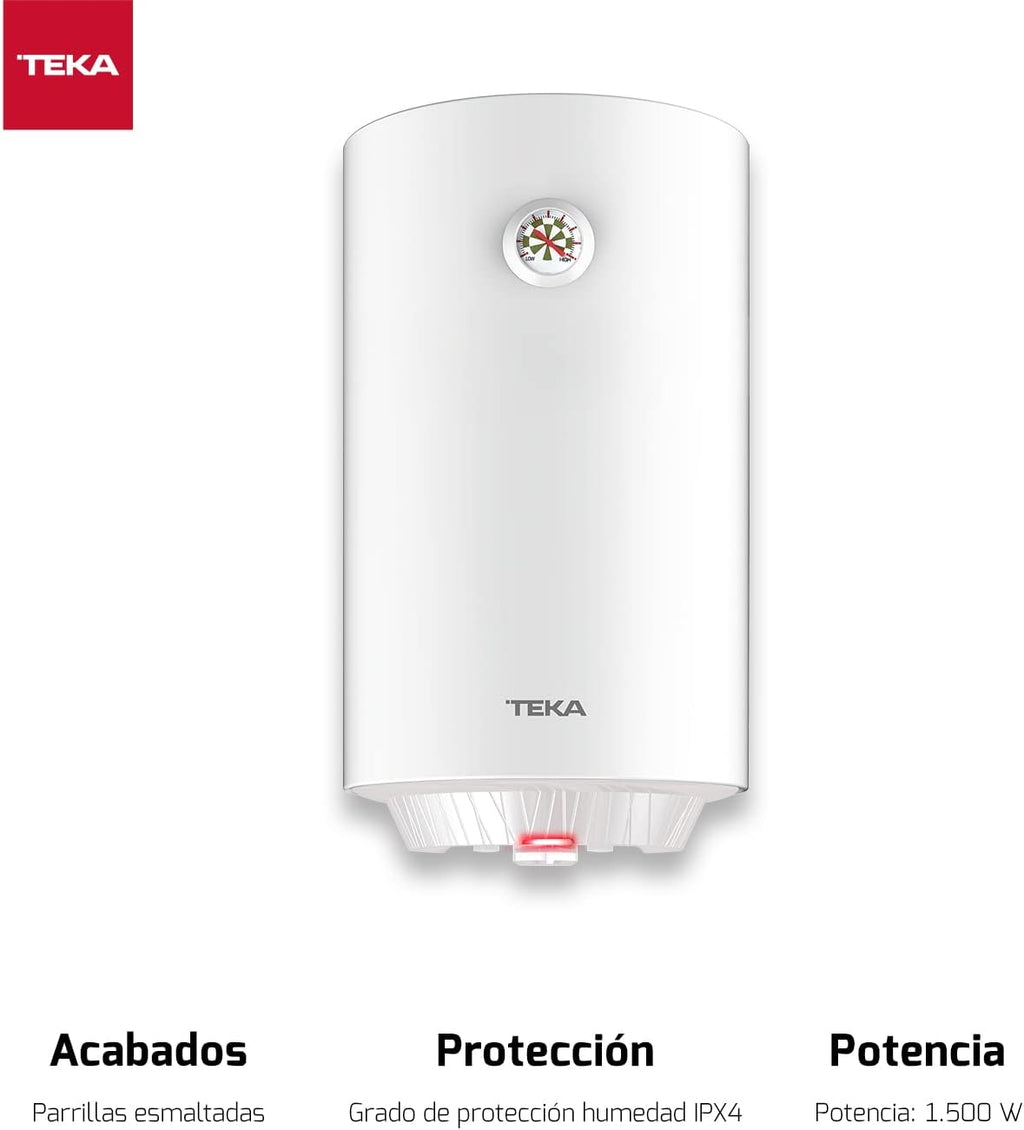 TEKA Termo Eléctrico 50 L, Instalación Vertical, Protección Sobrecalentamiento, Indicador LED, Modelo EWH 50 C