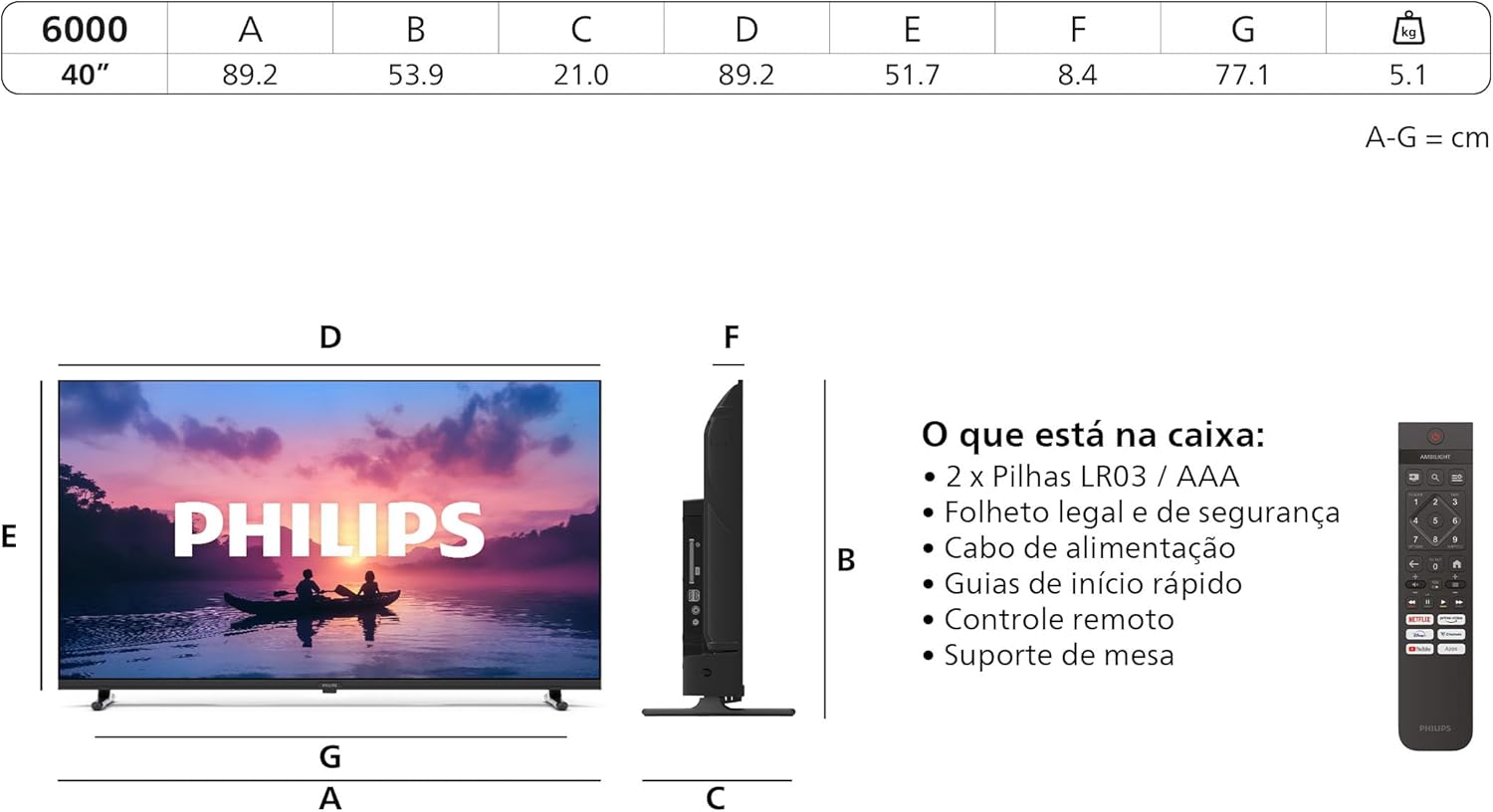 40PFS6000 HD LED Smart TV - 40-Zoll-Bildschirm mit Pixel Plus, Titan OS Plattform und Dolby Digital Sound - Funktioniert mit Alexa und Google Sprachassistent