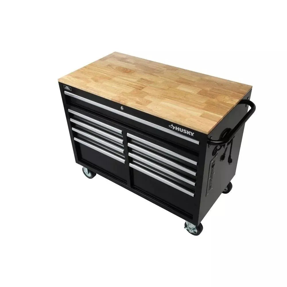 2025 Tiefenschubladen-Rollwerkstattwagen mit 9 Schubladen, 46" B x 24" T, glänzendes Schwarz-Finish