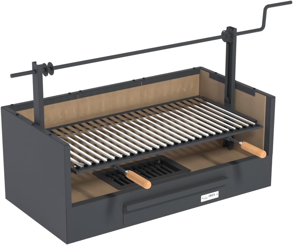 Imex El Zorro – Schubladen-Grill mit Schamottstein | 90x48x65 cm | Robuste Stahlkonstruktion und hohe Wärmespeicherung | Ideal für Holzkohle- und Holzgrills im Freien