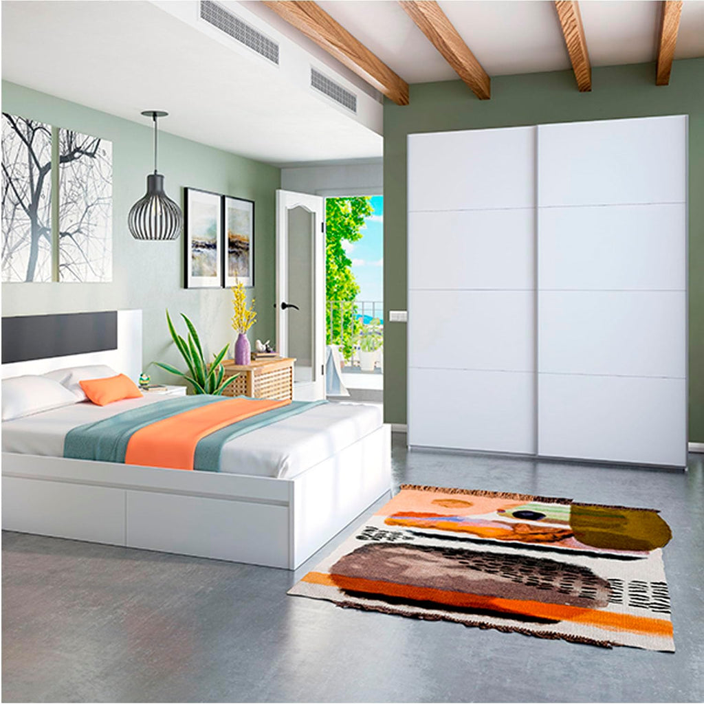 Armario Dormitorio con 4 cajones Ropero Armo 2 Puertas correderas Color Blanco