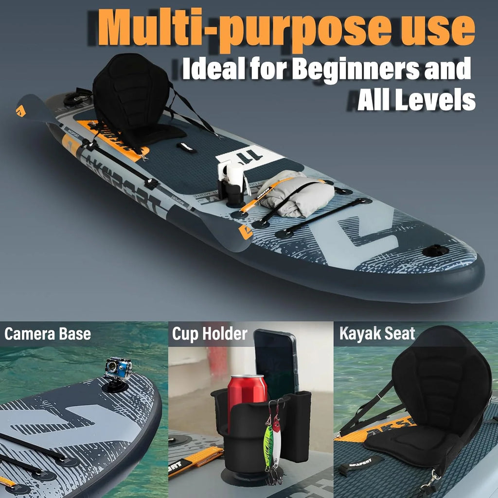 AKSPORT aufblasbares Stand-Up Paddle Board, aufblasbares SUP Board mit komplettem Zubehör, breites und stabiles Design, rutschfestes Deck, Paddleboard für Jugendliche und Erwachsene