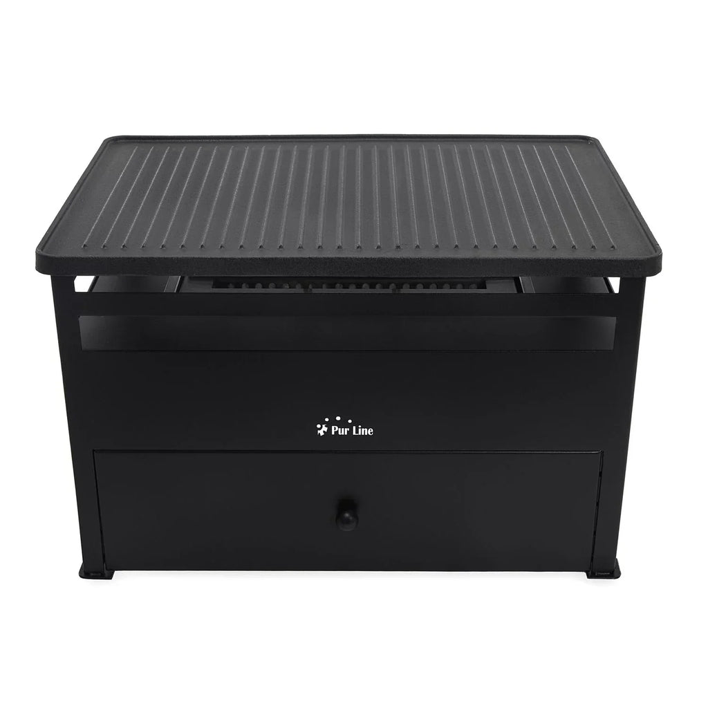 Barbacoa De Etanol 1.5l Acero Rojo Y Plancha Rectangular De Hierro