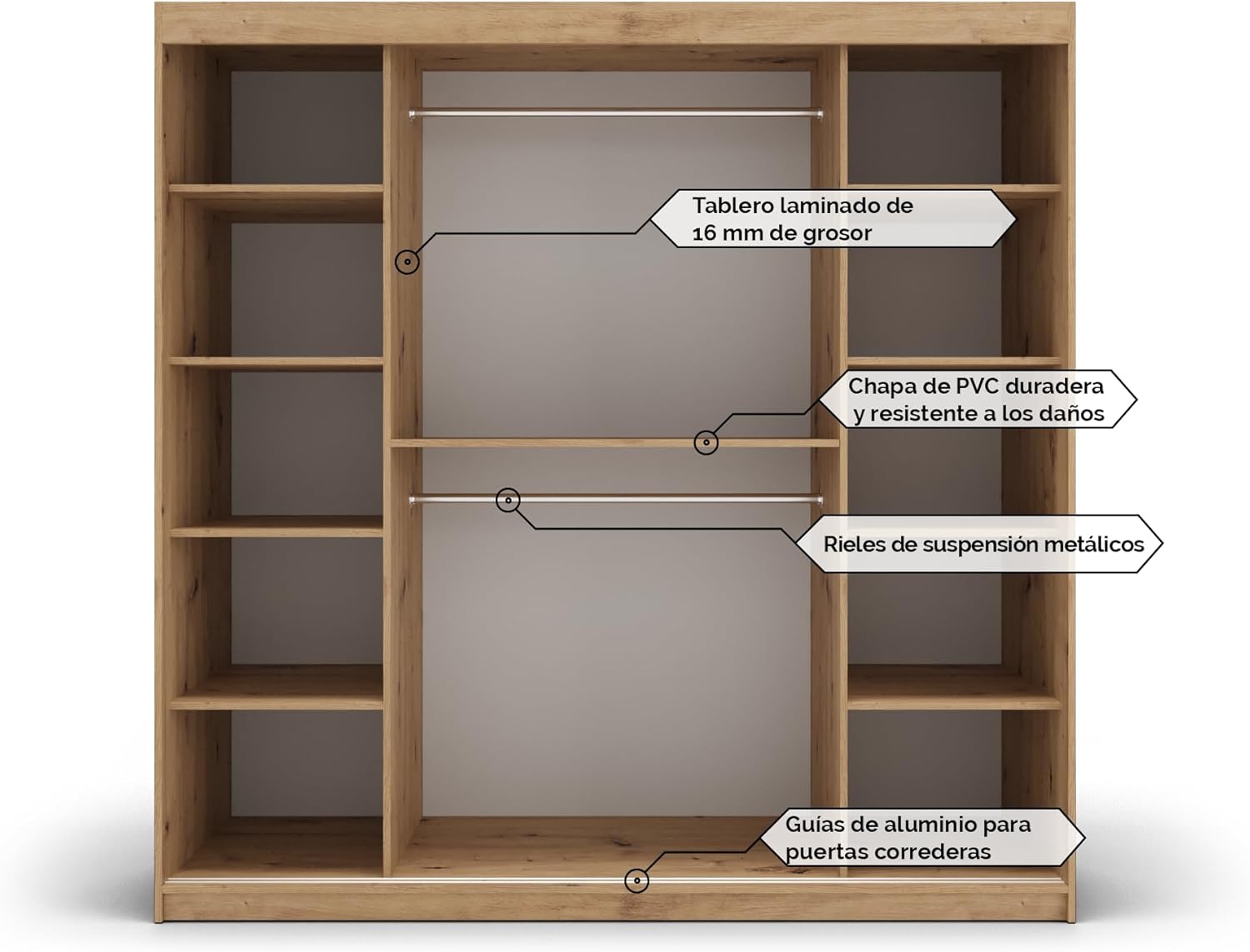 ABIKSMEBLE Verona 4 200 Bedroom Wardrobe with Three Sliding Doors – Modern Storage Cabinet with Mirror, Coat Rack and Shelves – 200 x 200 x 62 cm – Matte Black + Sonoma