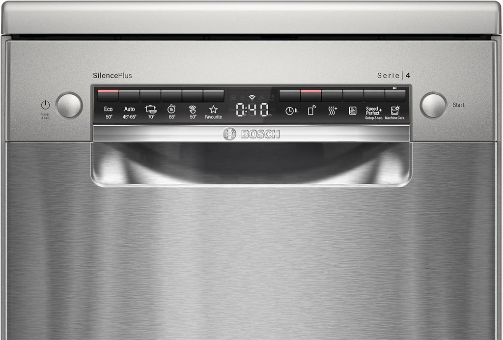 Bosch - Lavavajillas, 45 cm, Serie 4, Libre Instalación, Home Connect, Acero Inoxidable, SPS4HMI49E