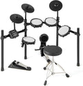 COSTWAY Batería Eléctrica, Kit de Batería Plegable con Pads de Malla Silenciosos, Platillo, 225 Sonidos y 30 Demos, Metrónomo y USB Midi, Bombo, 2 Baquetas, Taburete Ajustable, para Adultos y Niños