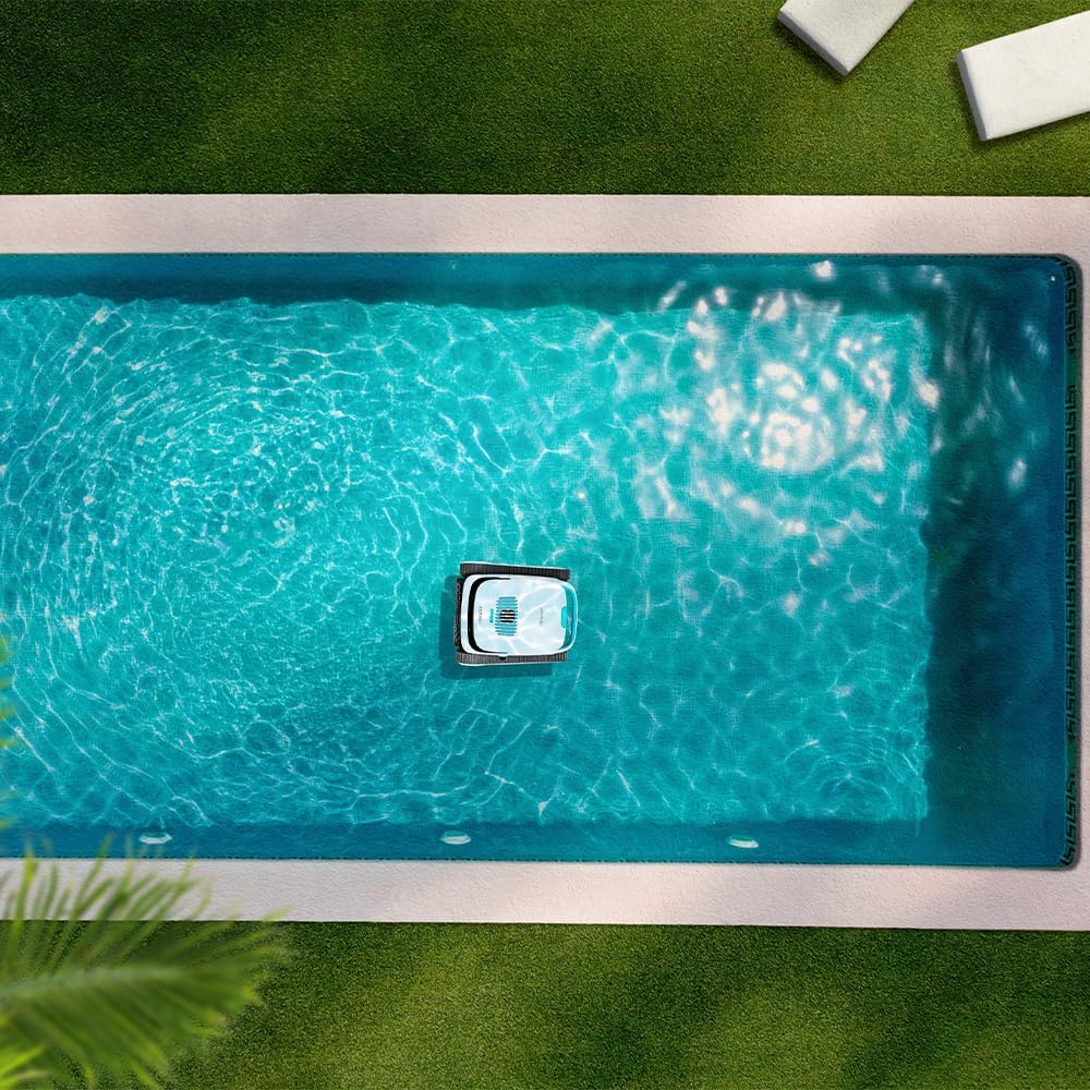 Cecotec Poolroboter für Boden, Wände und Wasserlinie Conga Pooldroid 5000 TotalClean Pearl. 100m2 Oberfläche, 90º Max. Neigung, Geordnete Reinigung, 100min Akkulaufzeit, 4L Kapazität