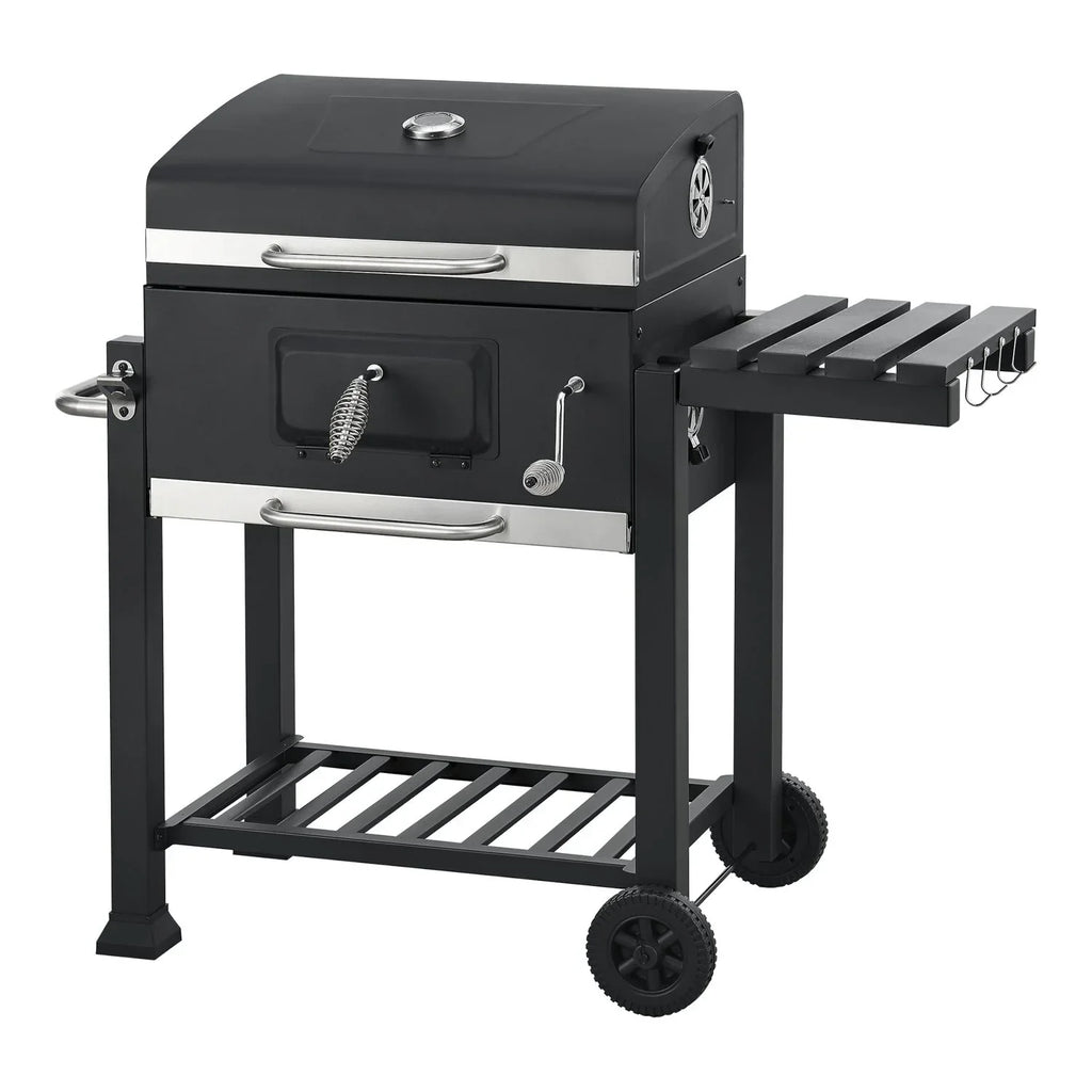Kohlegrill Arnad mit 3 Ablagen Stahl 105x114x48cm - Schwarz [casa.pro]