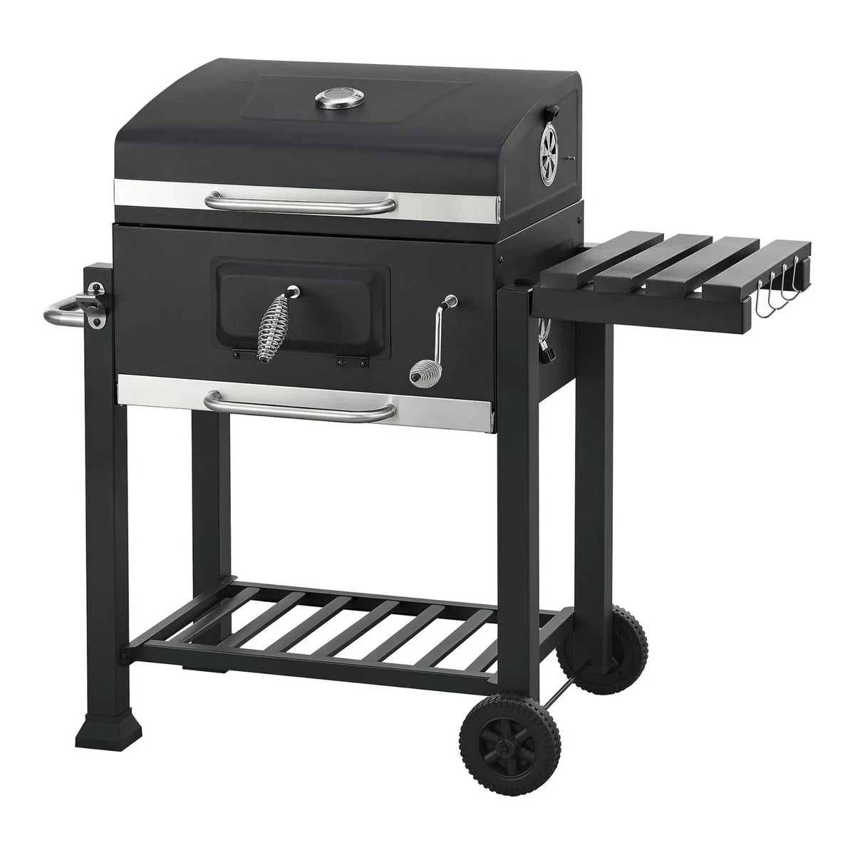 Kohlegrill Arnad mit 3 Ablagen Stahl 105x114x48cm - Schwarz [casa.pro]