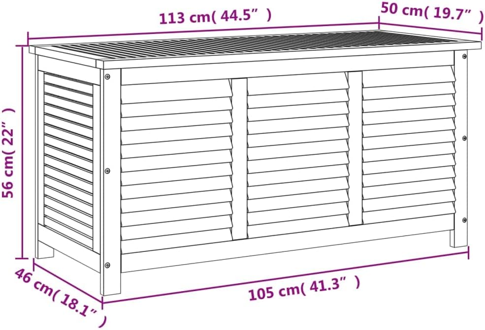 Aufbewahrungstruhe aus Akazienholz, Aufbewahrungsbox, Aufbewahrungsbank, Garten-Aufbewahrungsbox, für Innen und Außen, 113 x 50 x 56 cm