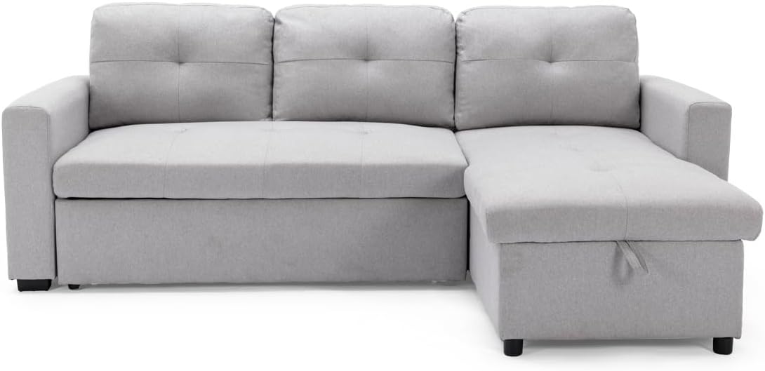 More4Homes NEWPORT FABRIC CORNER LARGE 3 SEATER SOFA BED WITH STORAGE LEFT OR RIGHT SIDE