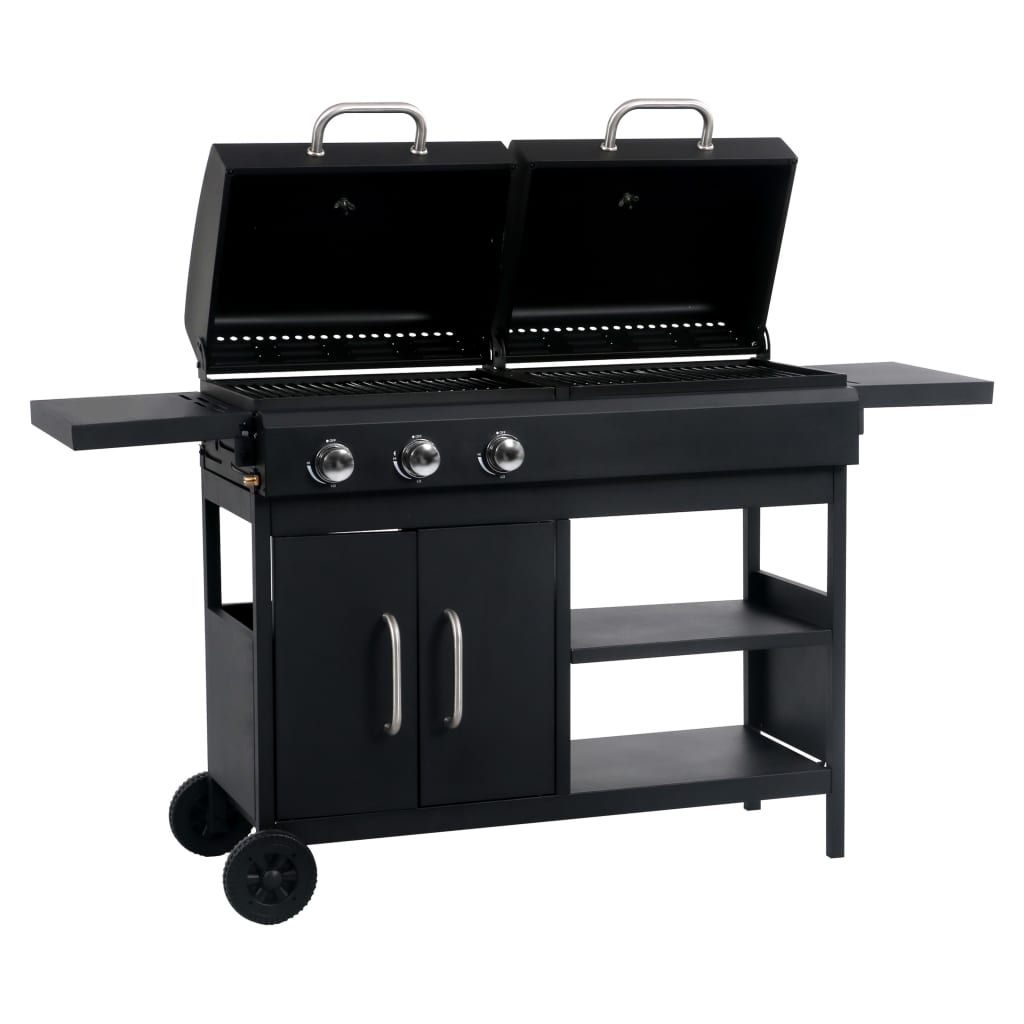 Gas- und Kohle-Kombigrill mit 3 Brennern Vidaxl