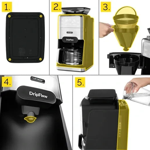 Filterkaffeemaschine mit Kaffeemühle Yoer 1520W 1,5L +Timer