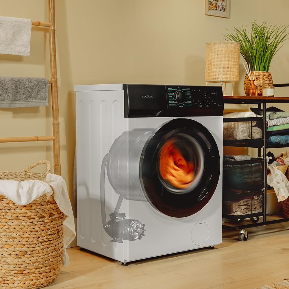 Cecotec Lavadora 8Kg de Carga Frontal Bolero DressCode 8300 Inverter A. 1950W, Revoluciones Programables hasta 1400 rpm, 15 Programas, Bajo Consumo, Motor Inverter Plus, Vapor SteamMax
