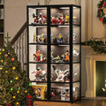 Vitrine aus Acrylglas, Schaukasten mit 5 Regalböden, Sammel-Spielzeug-Organizer, Bücherregal für Schlafzimmer, Leseecke, Kinder, Bambus (Schwarz, Doppeltür)