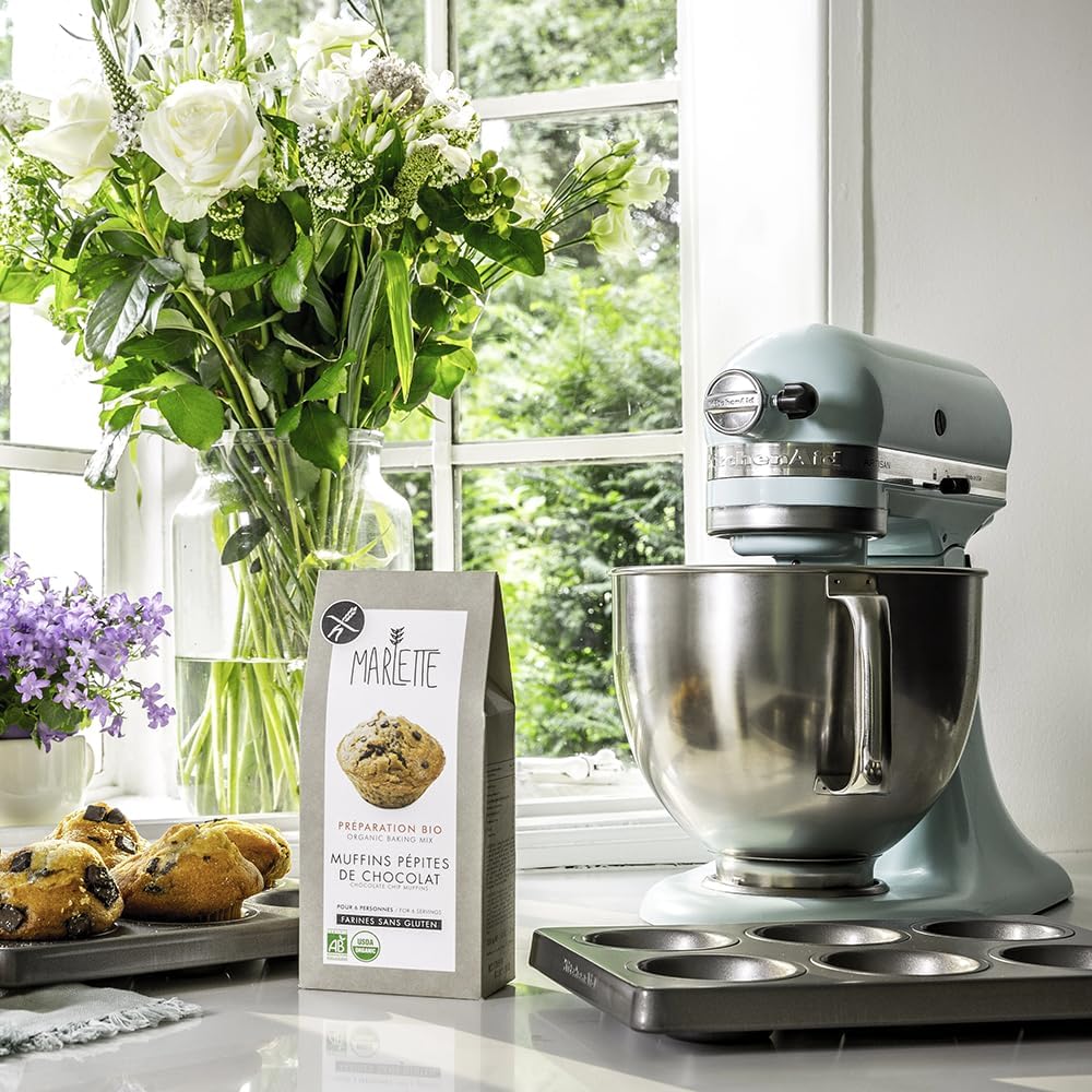 KitchenAid Küchenmaschine - Artisan - Küchenmaschine mit kippbarem Motorkopf - Küchenmaschine mit 5 Zubehörteilen - Küchenmaschine mit 2 Edelstahlschüsseln - 4,8 L und 3 L - Eisblau