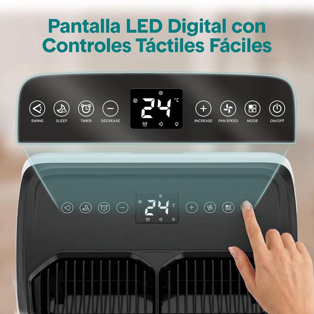 SereneLife Aire Acondicionado Portátil 14000 BTU con WiFi, Climatizador 3 en 1 Frío, Ventilación y Deshumidificador, Smart con Kit de Ventana, para Hogar y Oficina