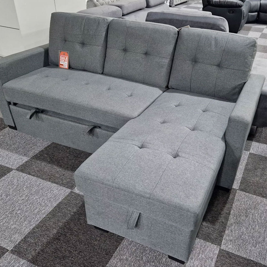 More4Homes NEWPORT FABRIC CORNER LARGE 3 SEATER SOFA BED WITH STORAGE LEFT OR RIGHT SIDE
