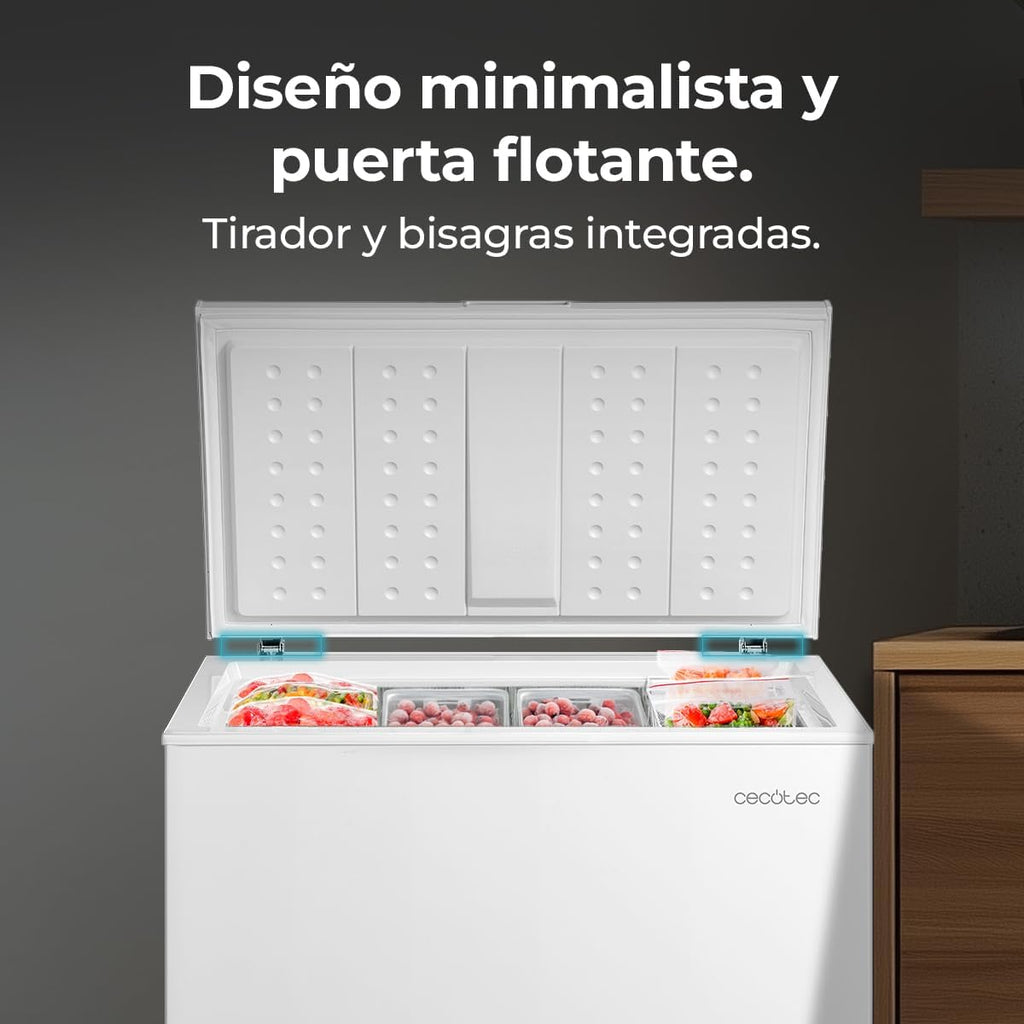 Cecotec Gefriertruhe 198L Bolero CoolMarket Chest 198P White E. Korb mit Griffen, Elektronische LED-Steuerung, UltraContact D-Cool, Dual Function, ZeroG Tür (80º-30º), Fast Freezing, Kompakt