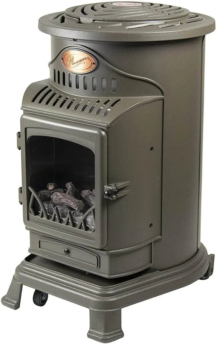 Calefactor auxiliar portátil de gas de estilo antiguo, color marrón