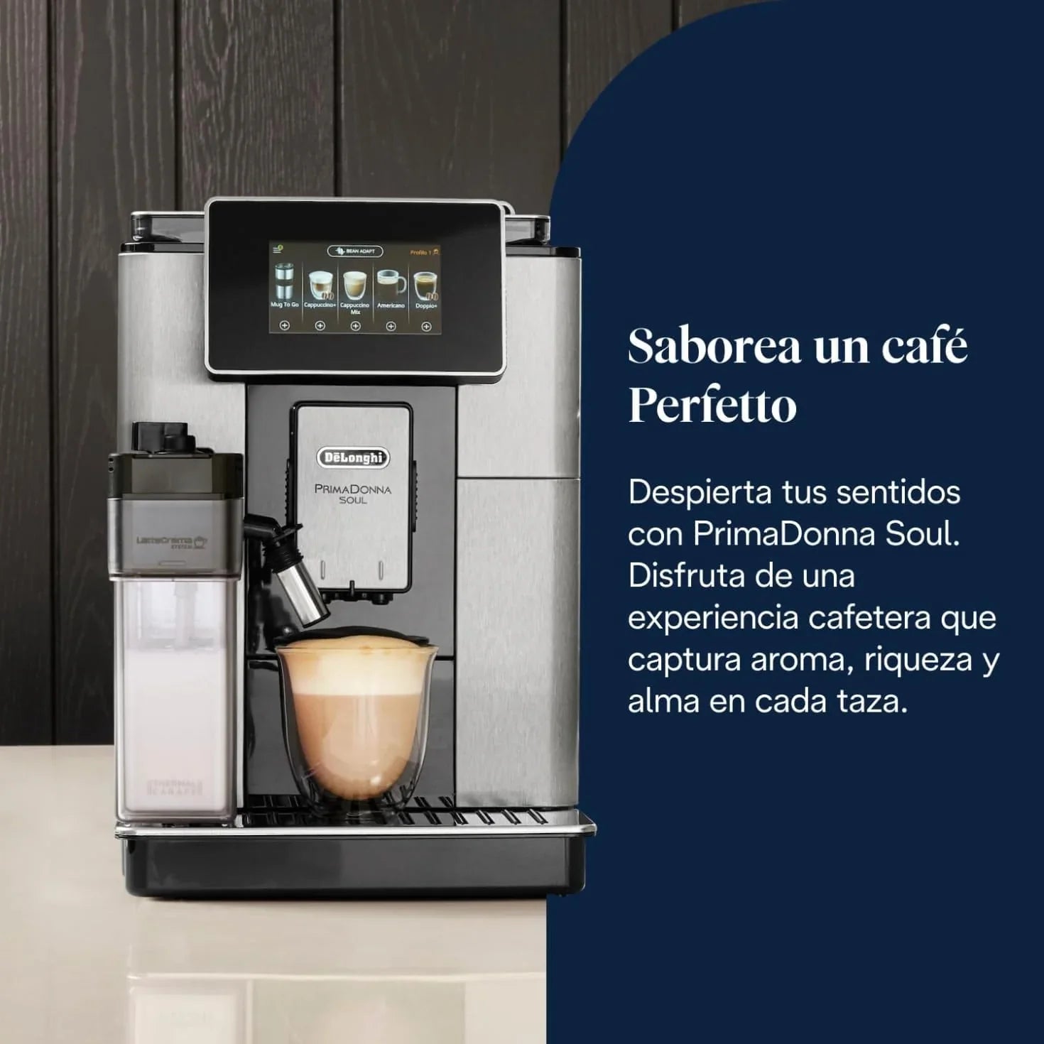 De'Longhi Perfetto Primadonna Soul ECAM612.55.SB Kaffeevollautomat mit LatteCrema Milchsystem, Bean-to-Cup Technologie, 18 Kaffeespezialitäten, App-Steuerung