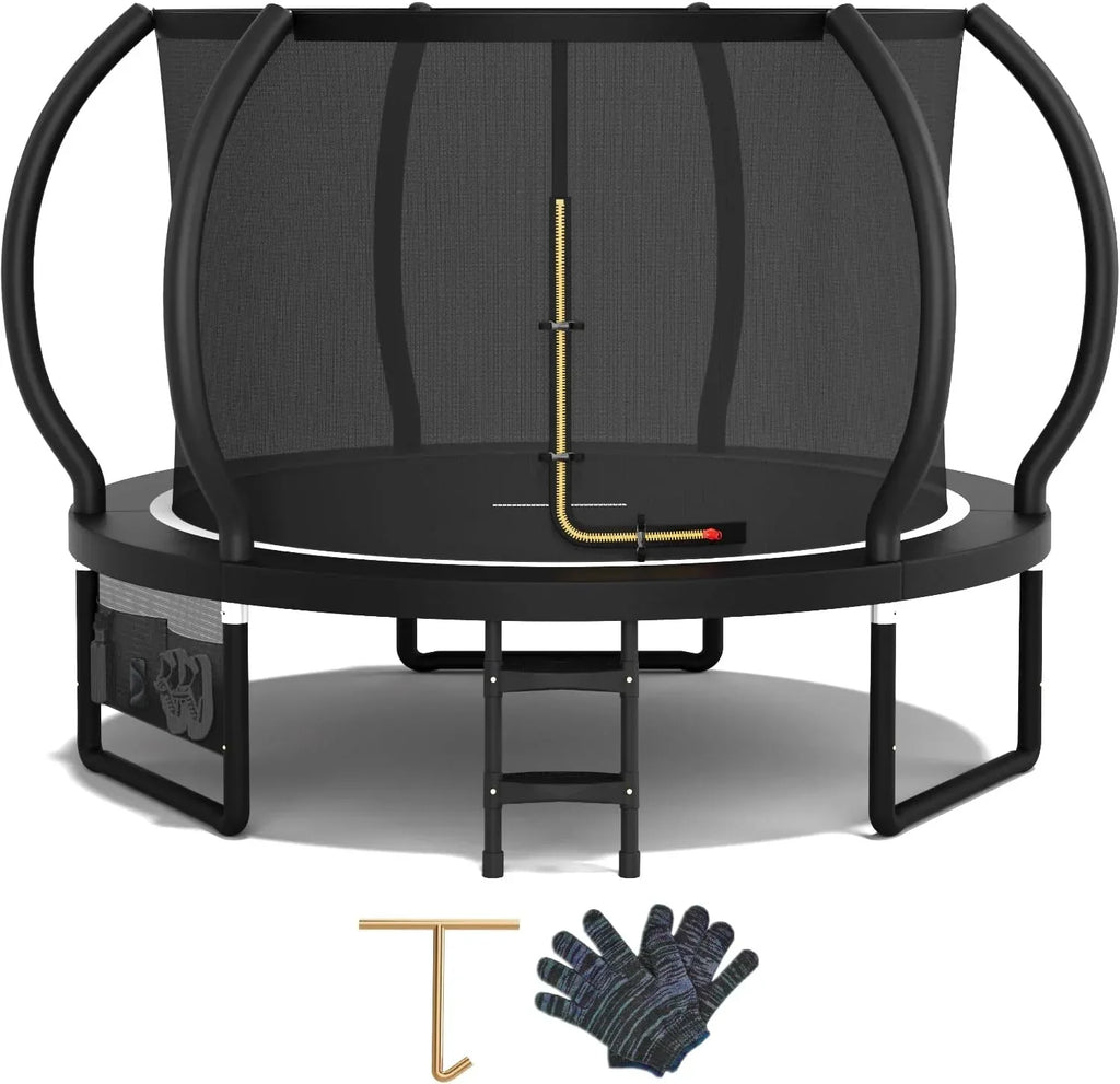 Devoko Cama Elástica Exterior para Niños Ø 228/305/366/427 cm, Trampolín Exterior de Jardín Calabaza Certificado GS con Red Seguridad, Escalera, Capacidad 150 kg