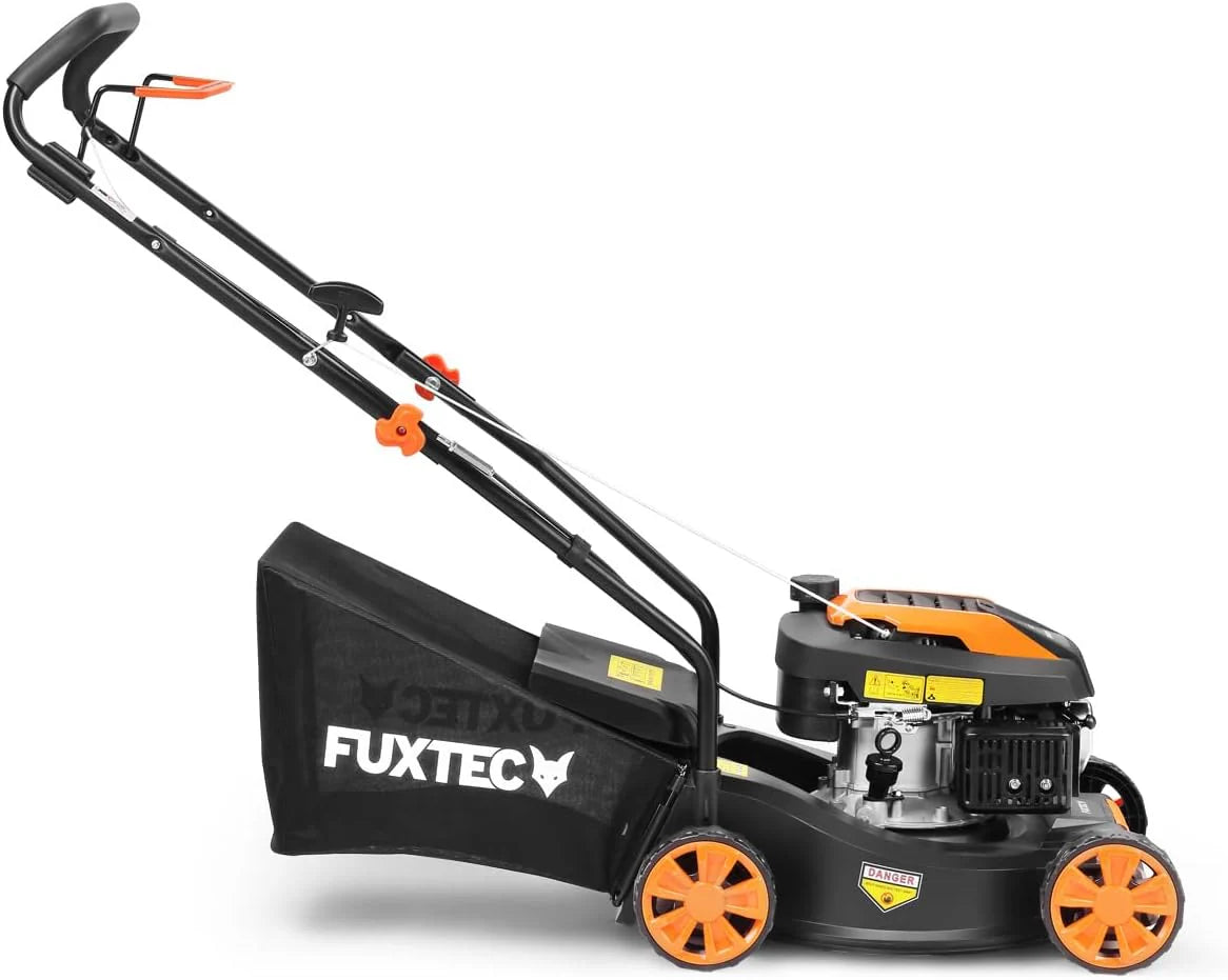 Cortacésped de Gasolina FUXTEC FX-RM4646ECO 46cm de Anchura de Corte - Potente Motor de Gasolina de 146cc Easy Clean 3en1 2,6KW Mulching recogedor de Hierba 50L