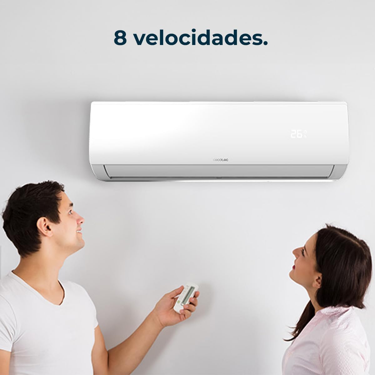 Cecotec Aire Acondicionado Split AirClima 9000 Smartfresh. 9000 BTU, Motor DC, Bomba de Calor, Mando a distancia, Pantalla LED, Sistema Inverter, 5 Modos, 8 Velocidades, Cobertura 16 m2 + compresor