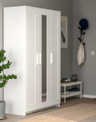 2026 IKEA Kleiderschrank mit 3 Türen BRIMNES, weiß, 117x190 cm