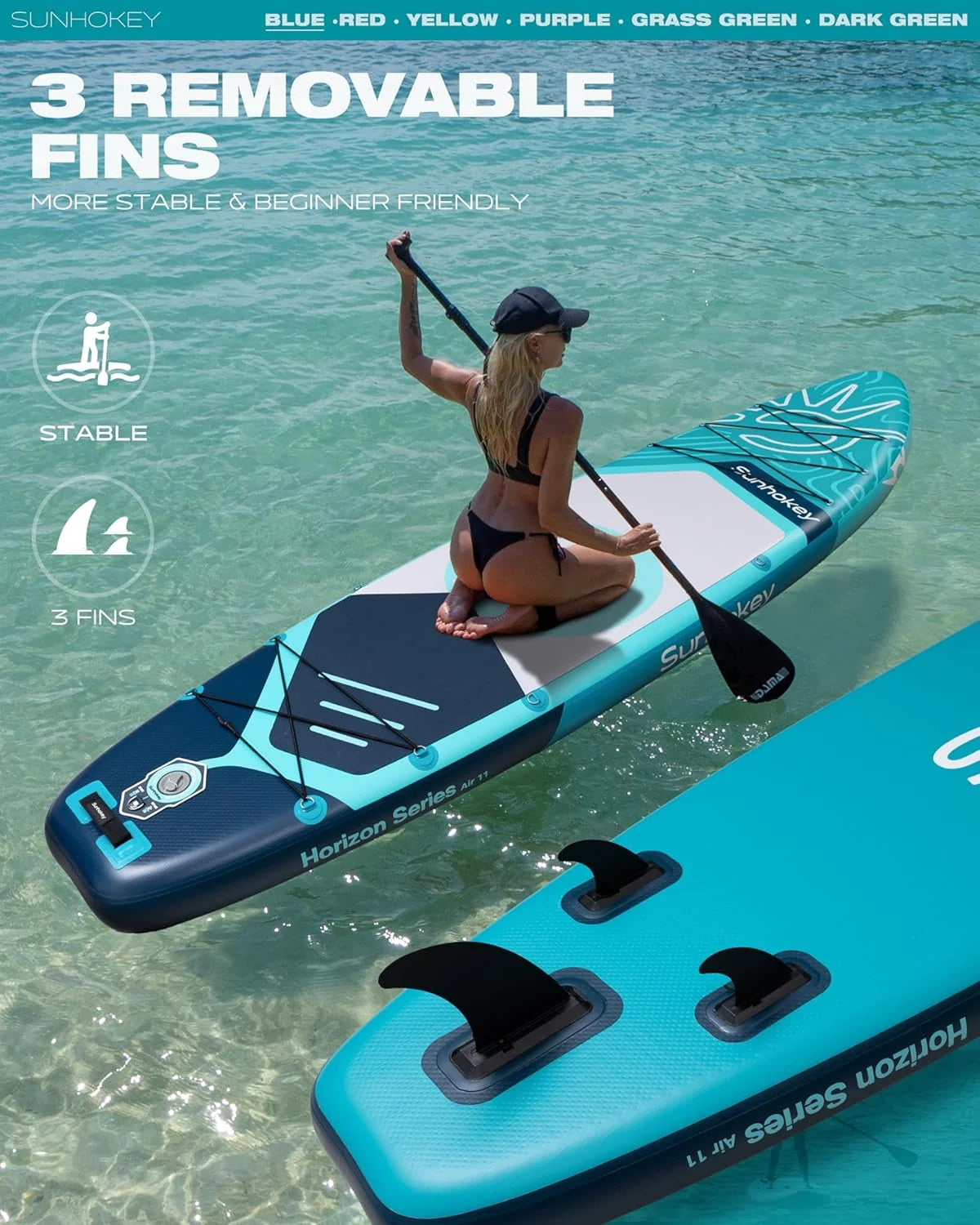 Aufblasbares Paddleboard 335 cm mit Premium-Zubehör, verstellbarem Paddel, Handpumpe, Tragetasche. 335 x 86 x 15 cm, trägt bis zu 181 kg