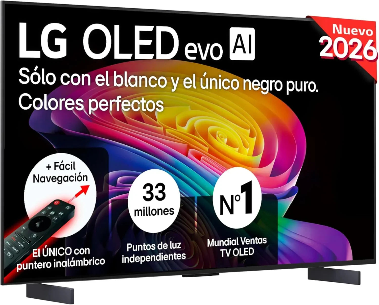LG OLED65C54LA - TV 65", OLED EVO 4K, Smart TV AI C5, WebOS 25, Super Upscaling, Dolby Vision and Dolby Atmos, AMD FreeSync, Alexa/Google Assistant, Black