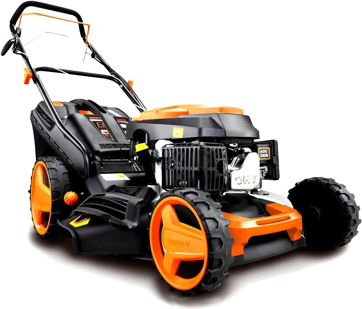 Cortacésped de Gasolina FUXTEC FX-RM4646ECO 46cm de Anchura de Corte - Potente Motor de Gasolina de 146cc Easy Clean 3en1 2,6KW Mulching recogedor de Hierba 50L