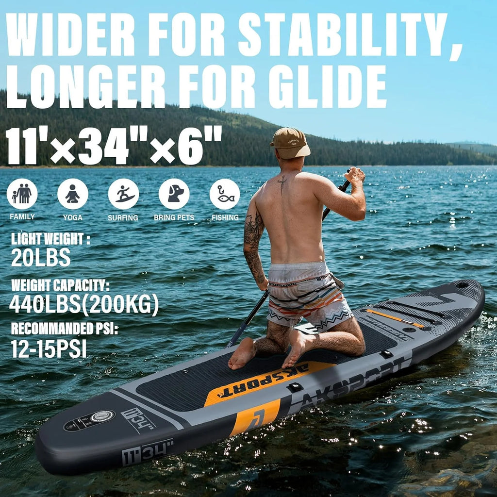 AKSPORT aufblasbares Stand-Up Paddle Board, aufblasbares SUP Board mit komplettem Zubehör, breites und stabiles Design, rutschfestes Deck, Paddleboard für Jugendliche und Erwachsene