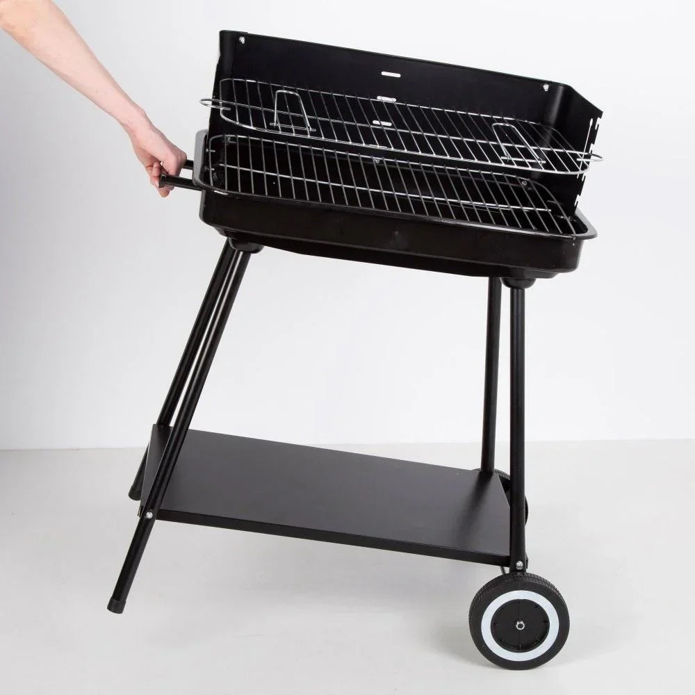 Barbacoa Portátil De Acero 55x43x82 Cm - Aktive. Negro