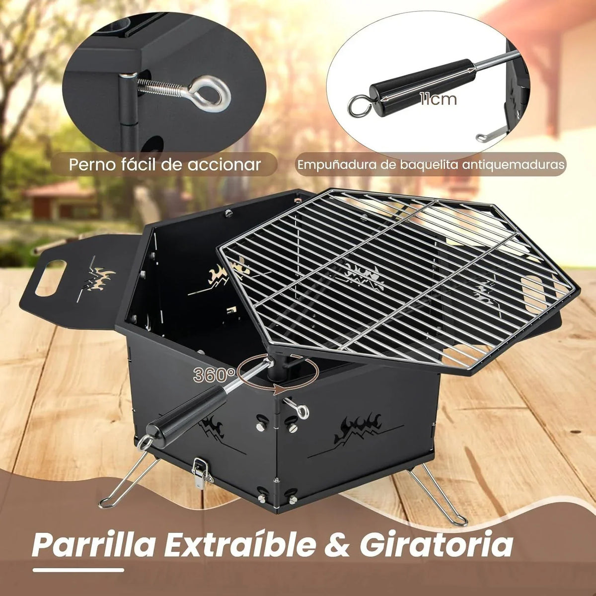 Costway Holzkohlegrill Klappbar Grillwagen Mit Ablagen Und Rollen 77 X 74 X 38 Cm