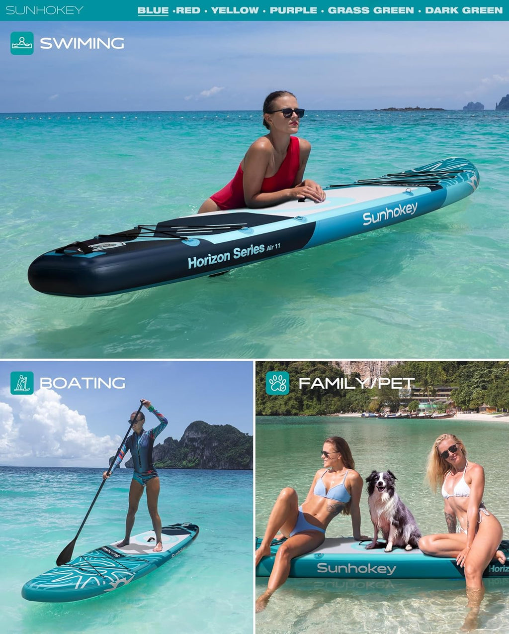 Aufblasbares Paddleboard 335 cm mit Premium-Zubehör, verstellbarem Paddel, Handpumpe, Tragetasche. 335 x 86 x 15 cm, trägt bis zu 181 kg