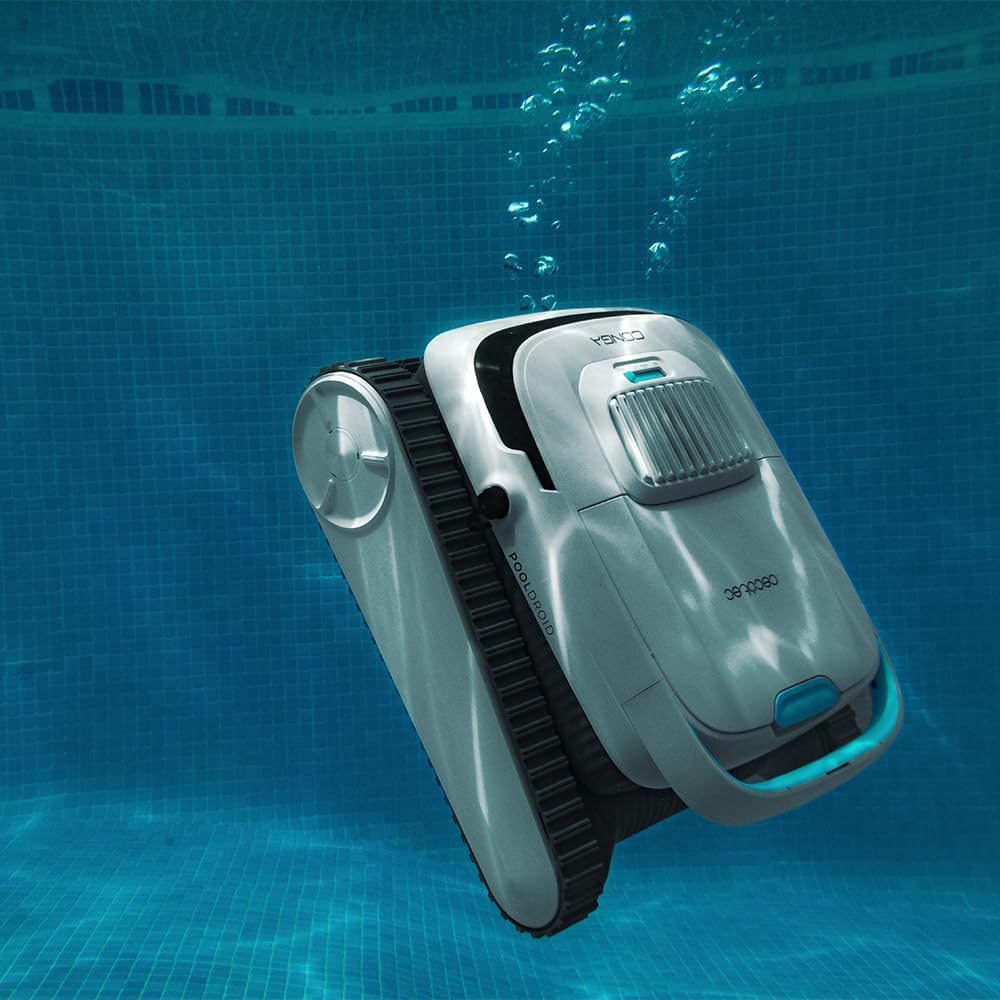 Cecotec Poolroboter für Boden, Wände und Wasserlinie Conga Pooldroid 5000 TotalClean Pearl. 100m2 Oberfläche, 90º Max. Neigung, Geordnete Reinigung, 100min Akkulaufzeit, 4L Kapazität