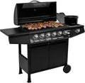 Amig - Fireplus 3+1 8.4 kW gas barbecue - Black stainless steel - Grill with wheels Model GRILL-3F - XXL barbecue with trolley and thermometer - 117x52x103cm - 4 burners and side tray
