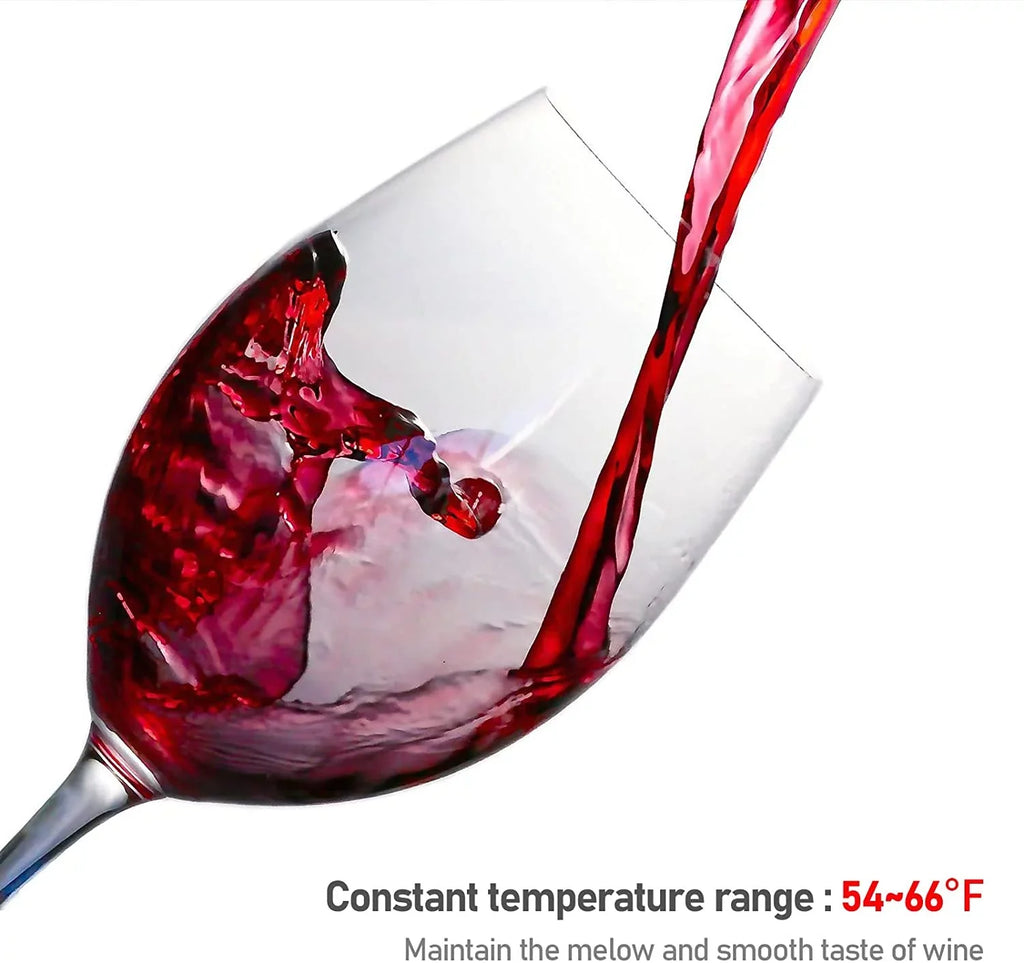 2025 Nevera para vino JINJUNYE, enfriador compacto para 12 botellas, mini bodega de mostrador con control de temperatura, nevera para vino independiente con puerta de vidrio para el hogar, oficina, bar, regalo para hombres