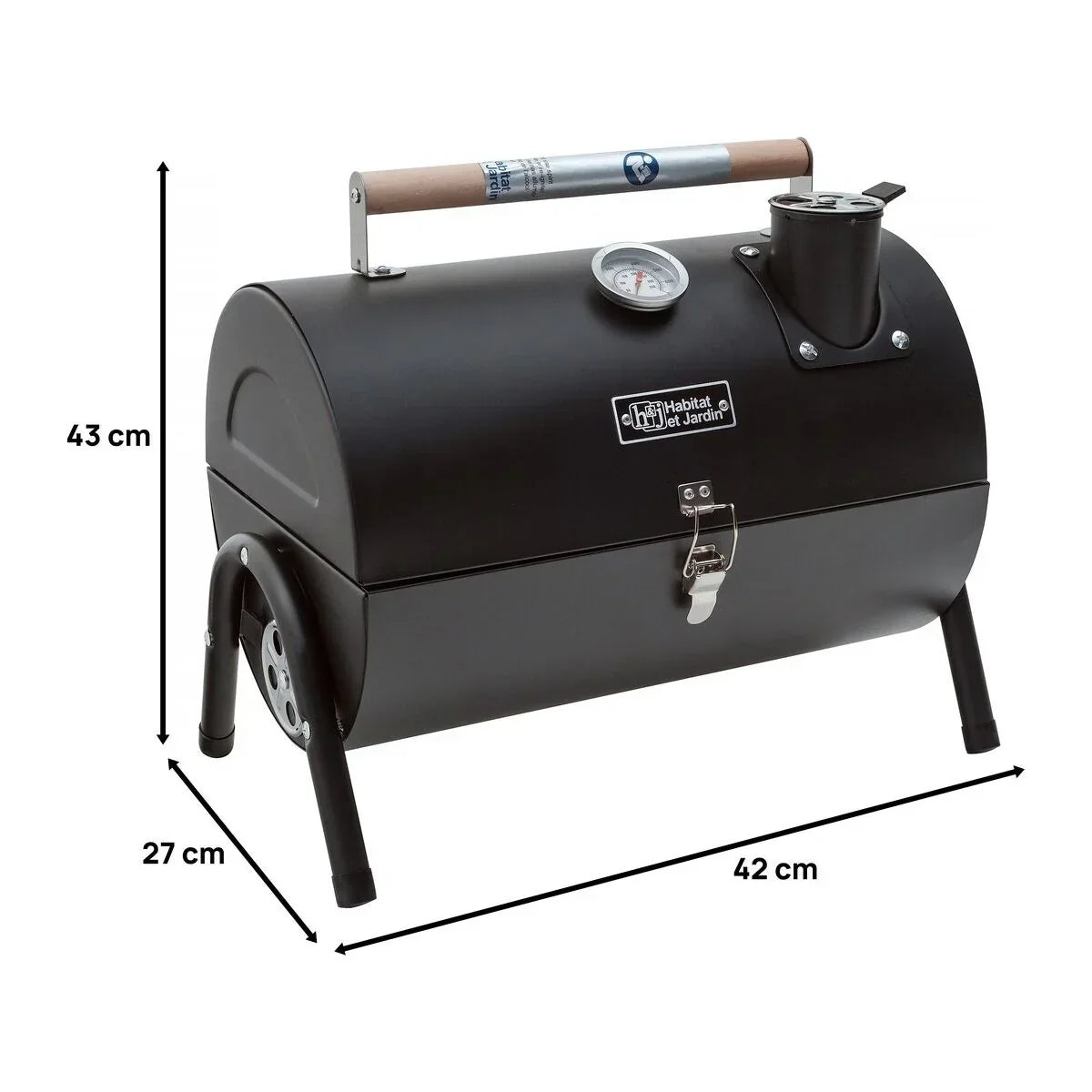 Barbacoa De Carbón Portátil "capitán" - 42 X 27 X 43 Cm - Negro