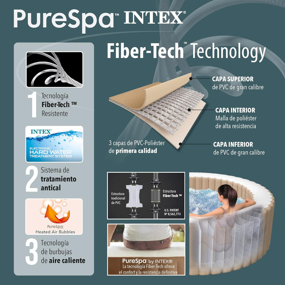 Intex 28428EX Spa hinchable, Beige, 6 Personas