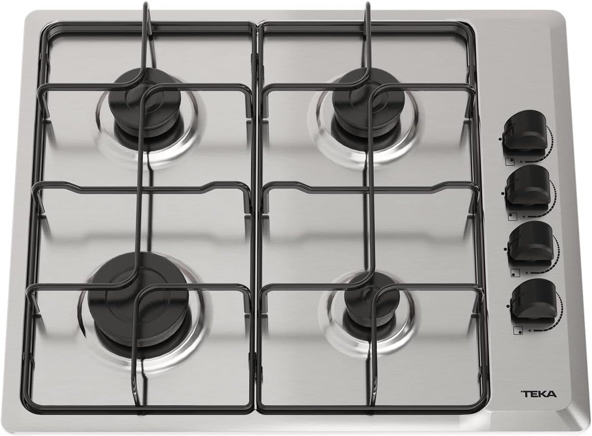TEKA Placa de Gas Butano, 60 cm, 4 Fuegos, Mandos Ergonómicos, Seguridad Termopar, Parrillas Esmaltadas, HLX 640 KL