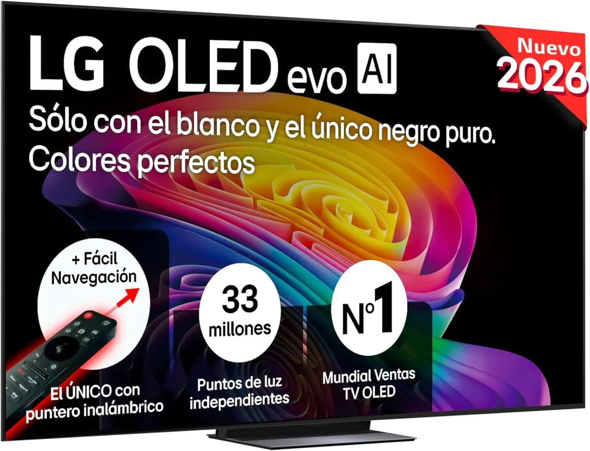 LG OLED65C54LA - TV 65", OLED EVO 4K, Smart TV AI C5, WebOS 25, Super Upscaling, Dolby Vision and Dolby Atmos, AMD FreeSync, Alexa/Google Assistant, Black
