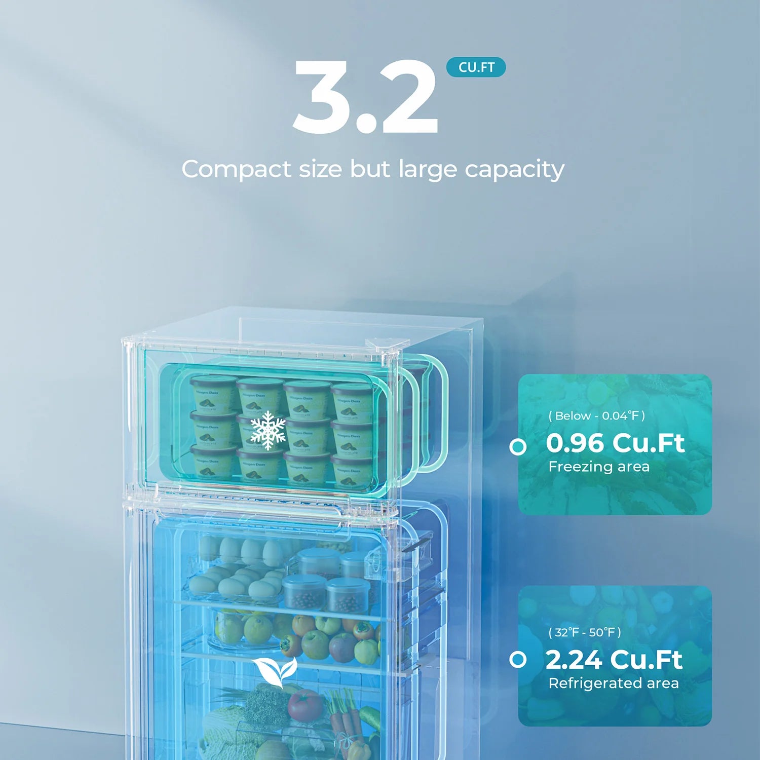 2026 Mini refrigerador EUHOMY de 3,2 pies cúbicos – Empotrable o independiente