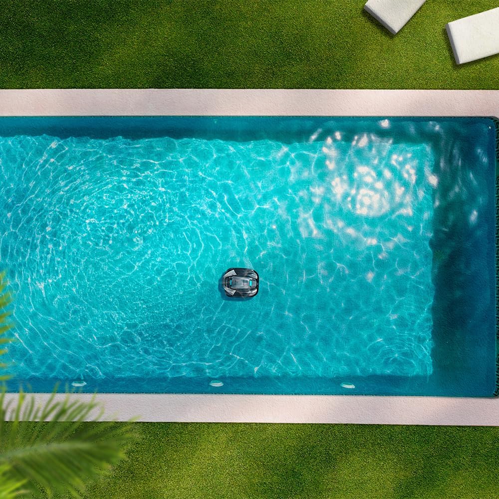 Cecotec Roboter Poolreiniger kabellos Conga Pooldroid 2000 FloorMaster. 100 Min. Akkulaufzeit, Pool ohne Gefälle, bis zu 80m2, max. Tiefe 2,5m, Kapazität 2,5L, Hocheffizienzfilter