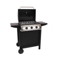Lofoten - Gasgrill für den Außenbereich 3 Brenner 8,4 kW auf Rädern mit Deckel, 2 verchromte Stahlroste, 2 Seitenablagen, 1 unterer Ablageboden und Thermometer - Schwarz